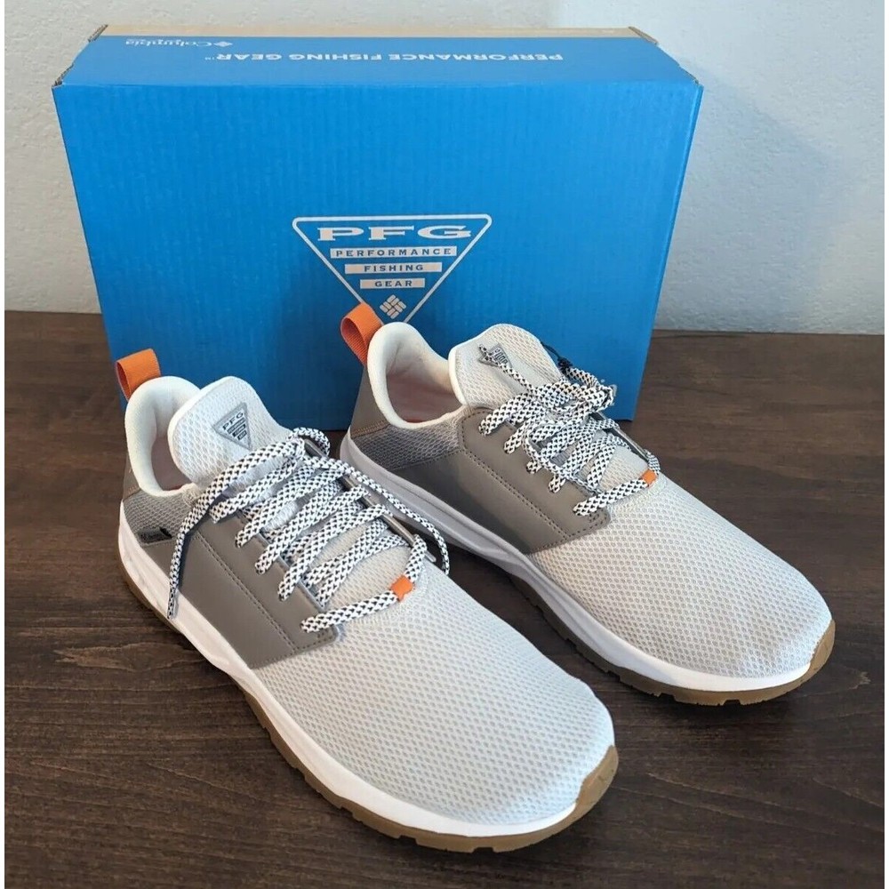 Columbia Mens Tamiami PFG Shoes Slate Grey, Light Orange NIB Size 11